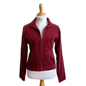 Vintage Y2K Woolrich Burgundy Corduroy Full Zipper Collared Bomber Jacket Medium